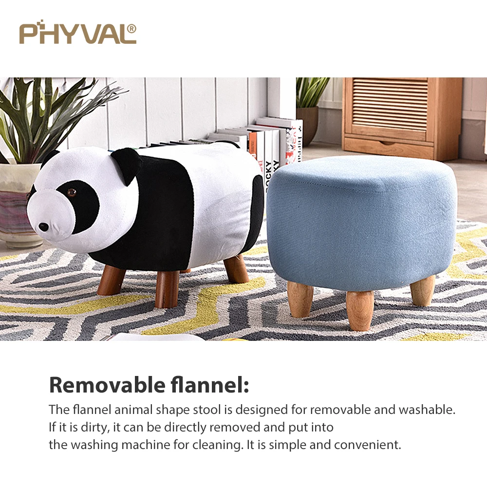 Табуретка для животных панда мультфильм обувная скамейка креативная мебель диван удобная съемная Чистка фланель 4 деревянные ножки 2 стиля