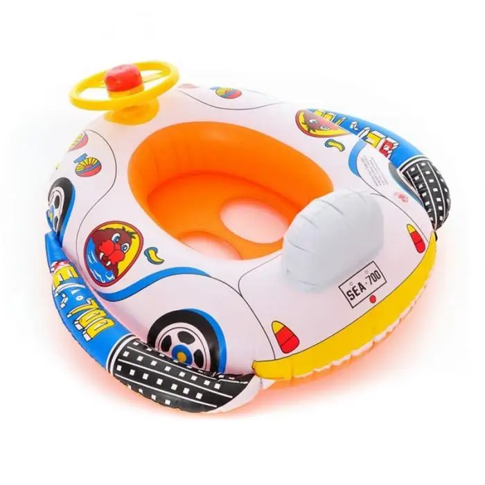 Новый милый детский надувной бассейн круг с сиденьем плавающая машина Форма лодка помощи тренер с рулевой клаксон костюм BHD2