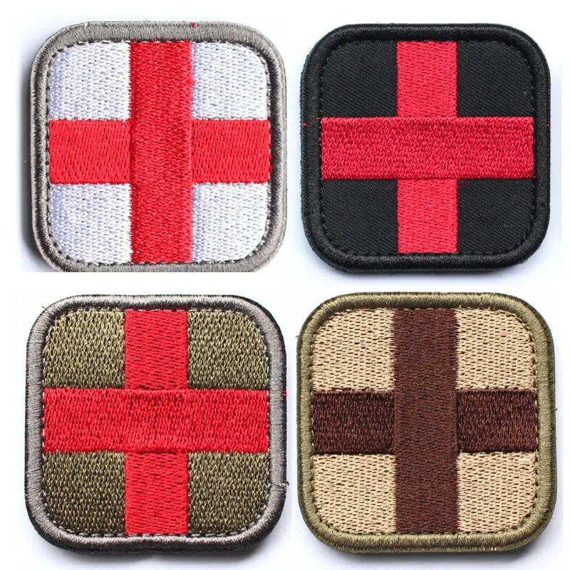 Комплект из 4 предметов Военная медицинская перекрестная нашивка изысканно эмблемы с вышивкой аппликации для одежды с крючком и петлей