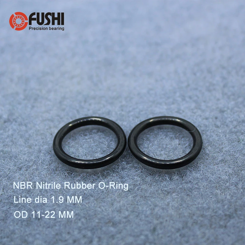 CS1.9mm NBR резиновое уплотнительное кольцо OD 11/12/13/14/15/16/17/18/19/20/21/22*1 9 мм 100 шт