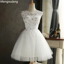 Robe De Soiree белые регулируемые вечерние платья с аппликациями Кристалл Короткие vestido de festa вечернее платье для выпускного вечера вечерние платья