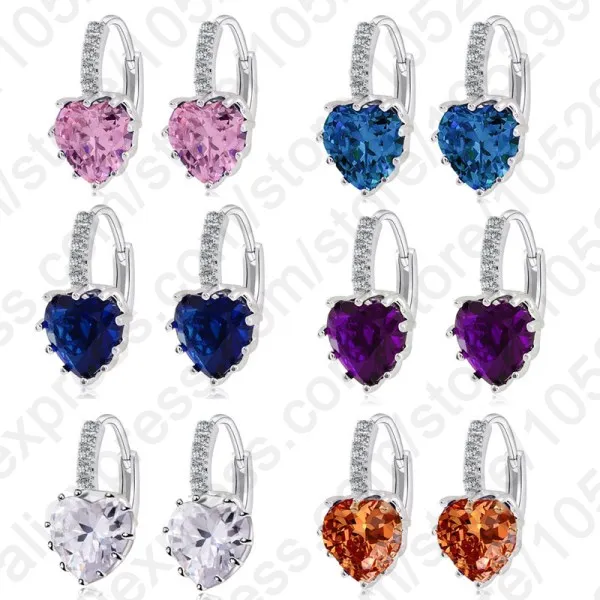 JEXXI Luxury Colorful Heart Band Real Pure 925 Sterling Silver Jewelry Cubic Zirconia Stone Earrings Fashion Women Favourites - Image 3