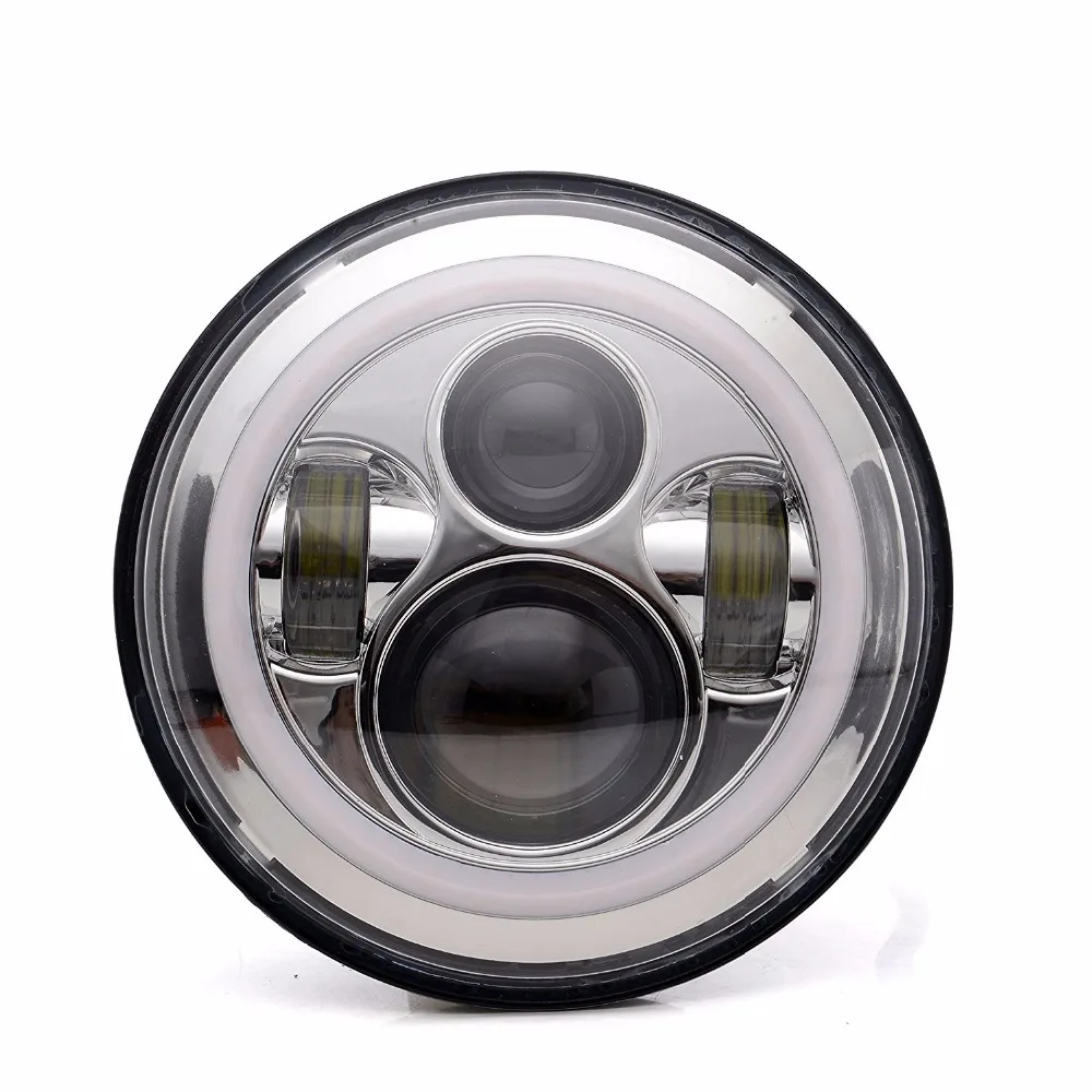 

DOT Chrome 7" Round LED Headlight For FLS, FLSS, FLSTC, FLSTF MOTORCYCLE Projector Moto Replacement For Jeep Led Headlight