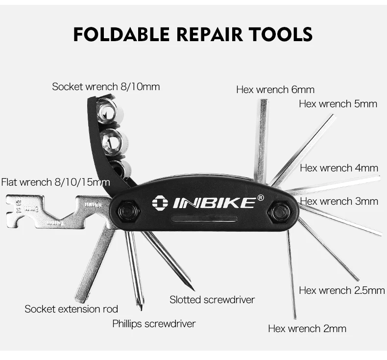 INBIKE, 1 набор, MTB дорожный портативный инструмент для ремонта велосипеда, сумка для велосипедного велосипеда, многофункциональный набор для ремонта шин, набор инструментов, сумка