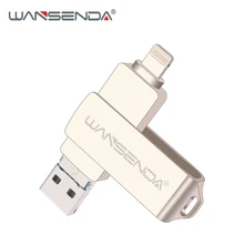 Wansenda OTG USB флеш-накопитель USB3.0 для iPhone/iPad/IOS/Android/PC 128 Гб 64 ГБ 32 ГБ 16 ГБ 8 ГБ флеш-накопитель 3 в 1 высокоскоростной флеш-накопитель