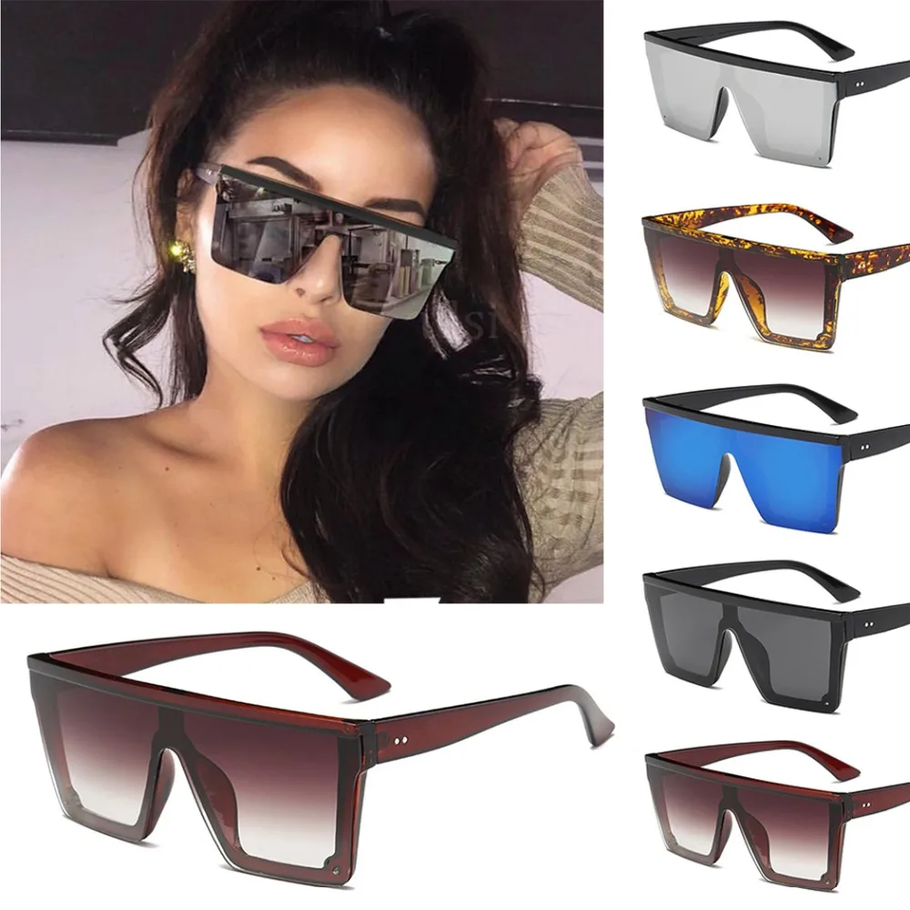 

Fashion 2019 Ladies Square Sunglasses Women Oversized Eyewear Shades Vintage Brand Designer Silver Mirror Sun Glasses For Female