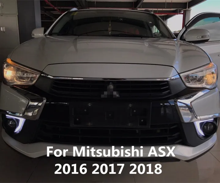 

Car Flashing LED Daytime Running Lights For Mitsubishi ASX 2016 2017 2018 12V ABS Fog lamp cover with yellow turn signal light