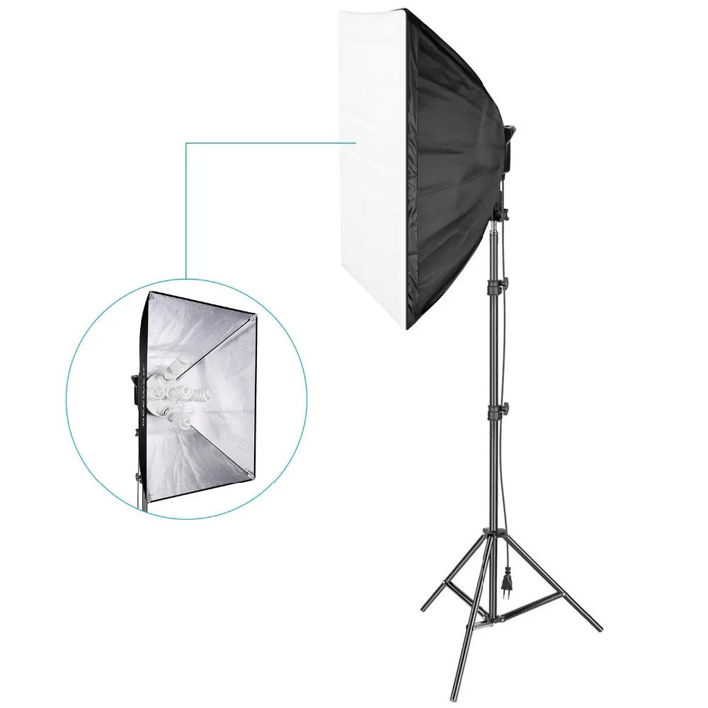 

Neewer 1000W Photography Studio Softbox Lighting Kit:(1)20x27.5 inches Softbox(1)5-Socket Light Holder(5)45W Light Bulb (1)stand