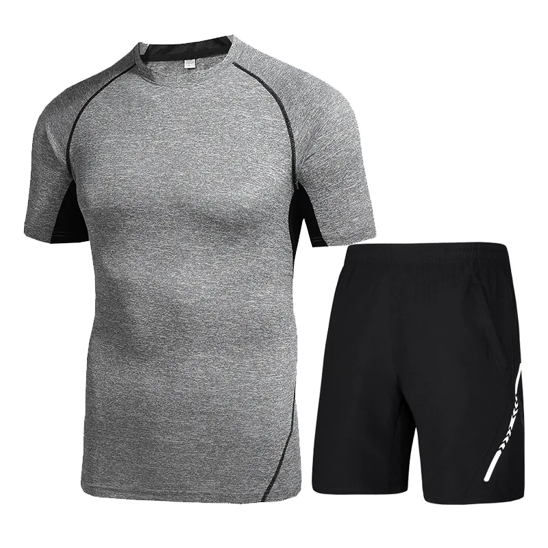 

Men Running Set Sports Suit Breathable Male Summer Workout Running Jogger Training Set Sportswear Tracksuit Short+shirt 2PCS