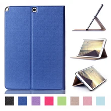 Superficie plegable del soporte del tirón de cuero protectora de la pu funda de piel para samsung galaxy tab a 9.7 pulgadas t550 tablet accesorios