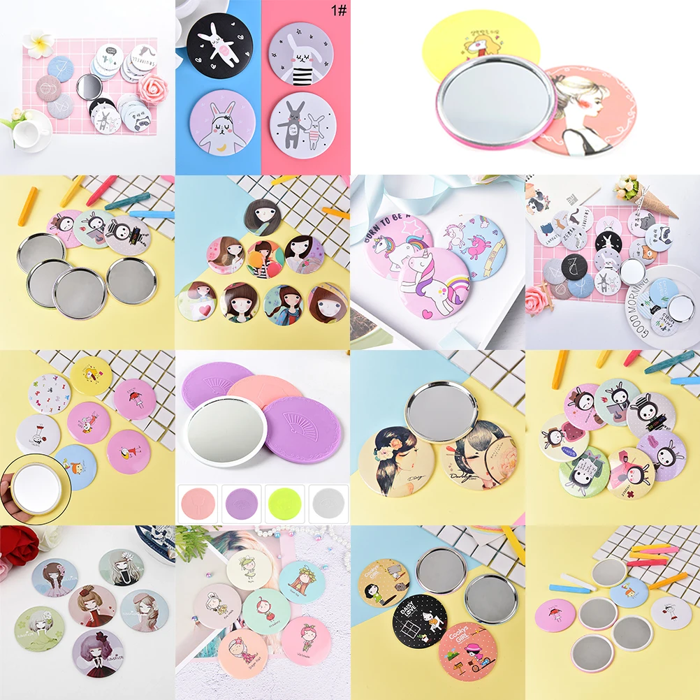 

1Pc Multi Styles Round Makeup Mirror Cartoon Pattern Portable Compact Pocket Women Girl Cosmetic Small Compact Mirrors