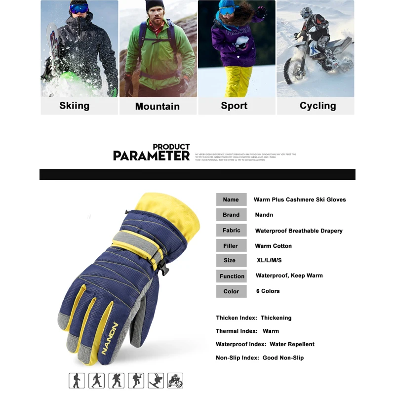 Nandn женские и мужские для мальчиков и девочек детские лыжные сноубордические перчатки снегоходы мотоциклетные зимние перчатки водонепроницаемые теплые зимние уличные перчатки
