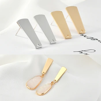 

Copper plated 18K real gold rectangular trapezoidal S925 silver needle earring DIY earring earring accessories