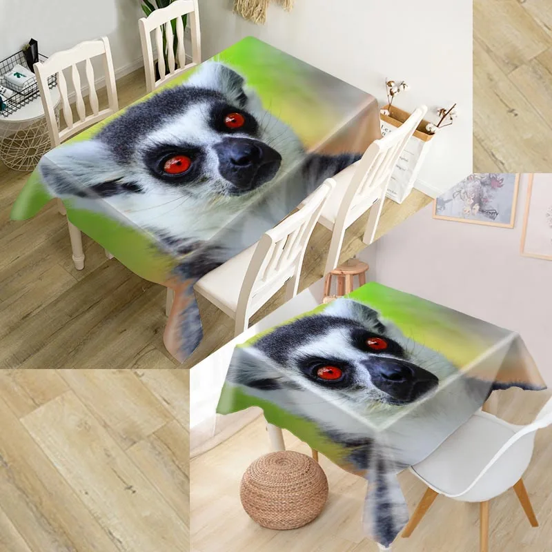 

Custom Lemur Animal Table Cloth Oxford Print Rectangular Waterproof Oilproof Table Cover Square Wedding Tablecloth