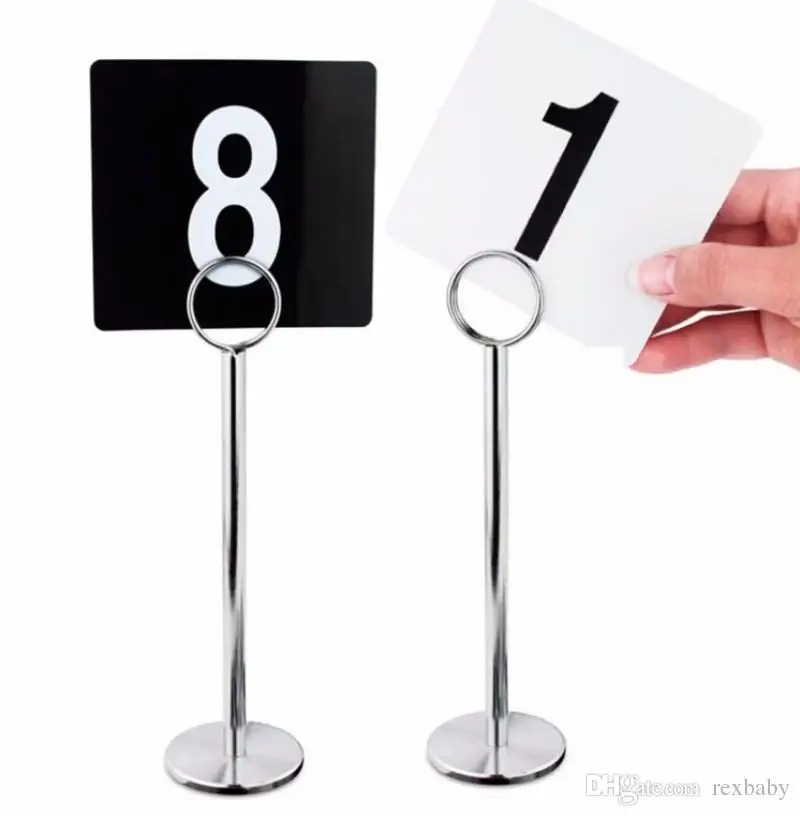 8" 12" Silver Stainless Steel Table Number Card Clips Tag Stands Table