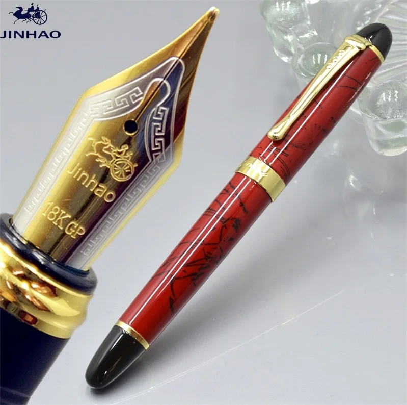 JINHAO X450 класса люкс 0,5 или 1,0 мм наконечник Металл Китайская каллиграфия перьевая ручка, канцелярские принадлежности для офиса, школьные принадлежности, бренд ручек молочного цвета - Цвет: pen as picture show