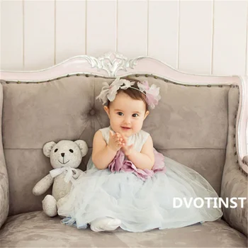 

Dvotinst Baby Girls Photography Props Mesh Flora Dresses+Headband Set for 6-12M Fotografia Wedding Party Studio Shoot Photo Prop
