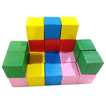 

2cm Colorful Wooden Stacking Up Building Blocks Square Cubes Baby Kids Stacking Stack Up Learning Education Toys Gifts