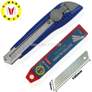 

C-MART tools Utilty Cutter set 10Pcs Blades & Utility Knife Steel Replaceable Blades Cutting Blades For Utility Knife