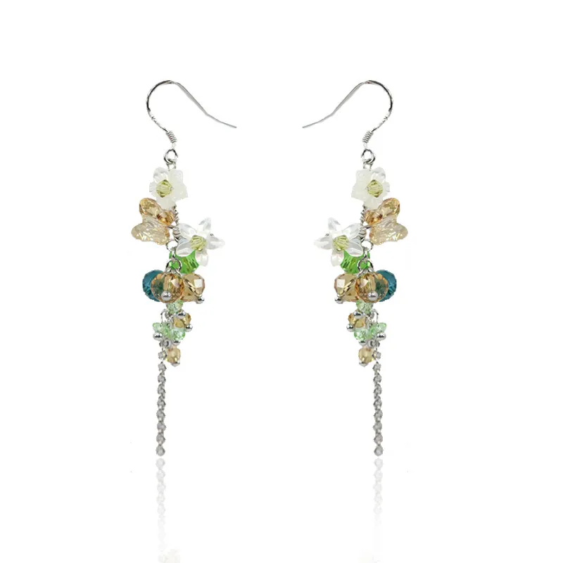 

2016 I SHOW white Seashell flower 925 Silver Hook Earrings drop Earrings femme drop earring long earings fashion jewelry
