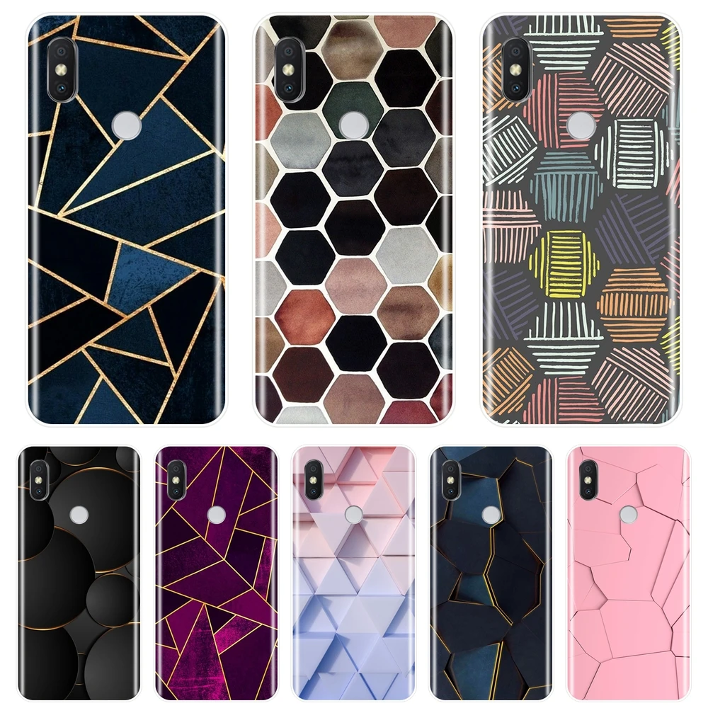 Back Cover For Pocophone F1 Xiaomi Redmi S2 6A 5 Plus 4A Geometry Silicone Soft Phone Case Note 4 4X 5A 6 Pro Prime | Мобильные