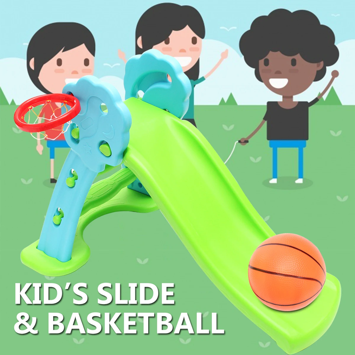 

112x70x 60cm Children Climb Slide Basketball Hoop Combination Toy Toddler Kids Christmas Gift