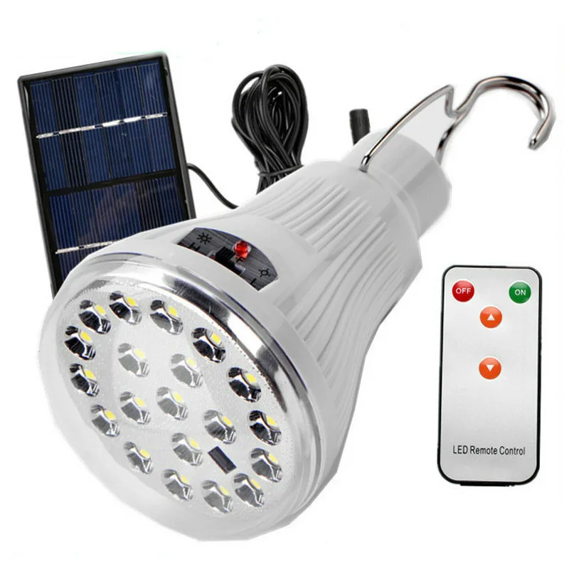 Protable Remote Control 20 LED Solar Power Bulb Light Indoor Outdoor