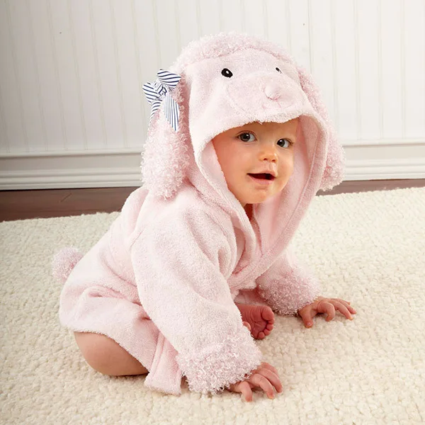 2015 Hooded bath towel baby bath robe cute animal style baby terry