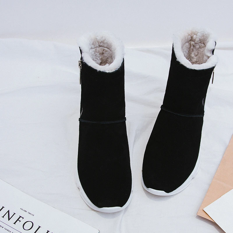 Lana Cómodo Botas Mujeres Black Marca Cuero Diseño De Gamuza Frío Nieve Zapatos Botines Ocio Genuino gray Zapatillas Corto Invierno xfnfq6Rzw