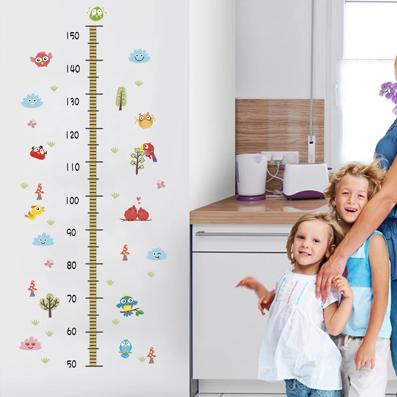 

& Lovely Animal Tree branch bird owl Height Measure Wall Stickers Kids Rooms Decoration Mural Art DIY PVC Home Growth Chart