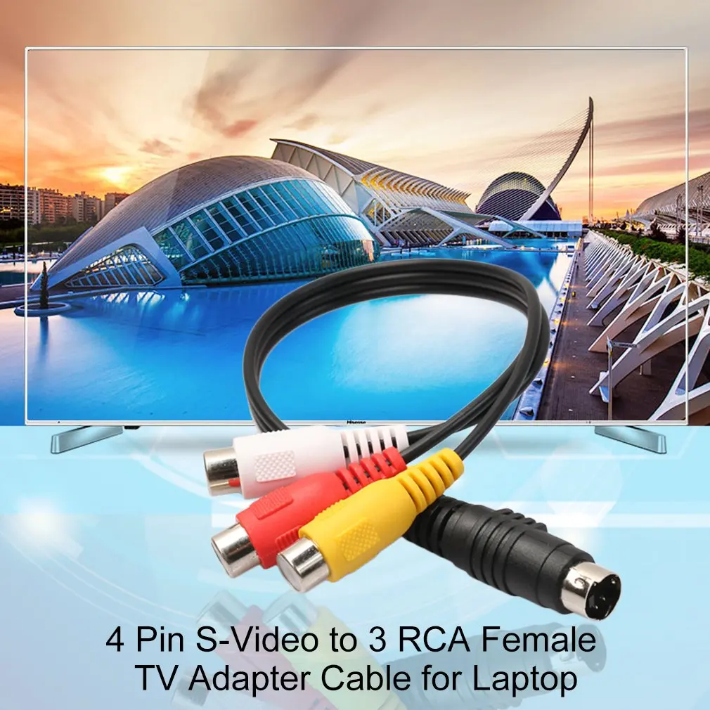 Аудио кабель 4 Pin S-Video на 3 RCA Женский ТВ Кабель-адаптер для ноутбука с женским RCA портом и 4 Pin S-Video портом Горячий