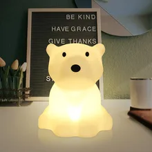 Ins Hot Polar Bear светодиодный ночник для детской спальни US Pulg EU Plug Светодиодный настольный светильник для детей подарок поворотный Диммируемый теплый белый