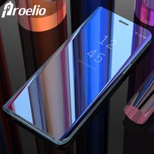 

Proelio Flip Cover Leather Case For Samsung Galaxy S9 Plus S8 Note 9 Clear View Mirror Smart Case For Samsung Note 8 S7 Edge