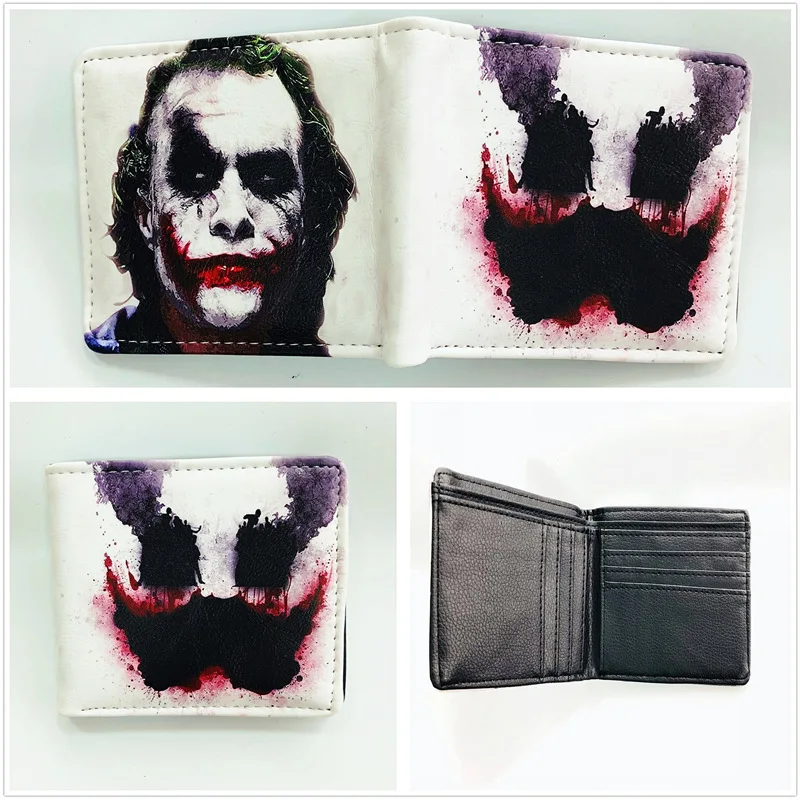 Hot sell comic Joker wallet short PU leather purse bi fold card holder
