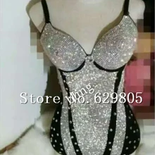 Серебряный яркий блестящий блестящее боди Женский ночной клуб износ танцевальный сценический слитный купальник для вечеринок костюм для праздника цельный