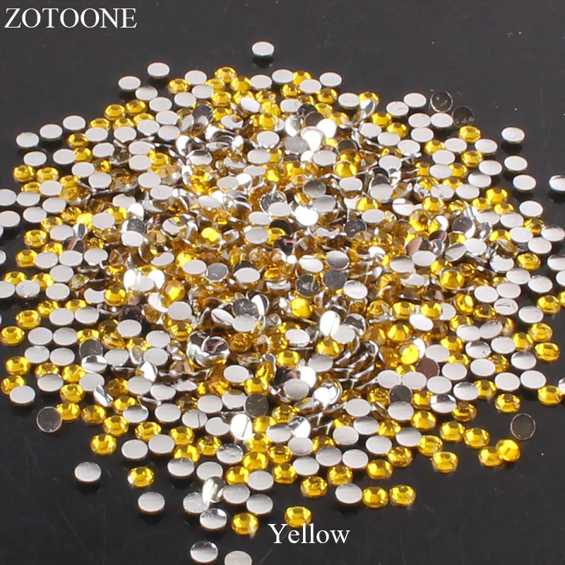 ZOTOONE 2-6 мм 1000 шт прозрачные Стразы AB без горячей фиксации плоские с оборота Стразы для ногтей для одежды ногти 3D дизайн ногтей украшения - Цвет: Yellow