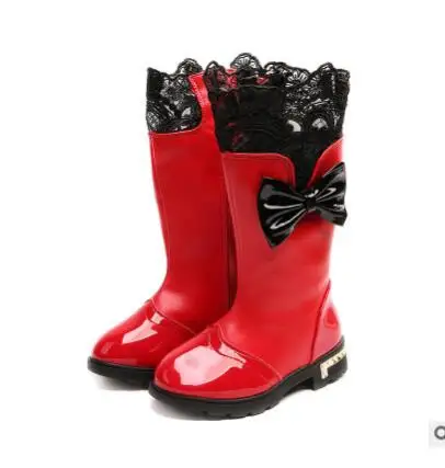 

New Spring Autumn Children Shoes Snow Boots PU Leather Waterproof Rubber Boots Kids Chaussure Enfant Boys Girls red shoes