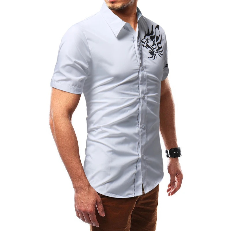 Men Shirt Luxury Brand 2018 Male Long Sleeve Shirts Casual Mens Great Body Pattern Printing Slim Fit Dress Shirts Mens M-4XL