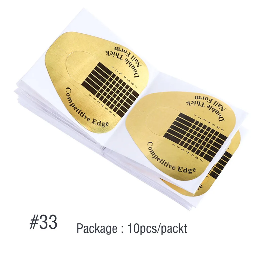 10 шт Профессиональная французская Форма для ногтей золотая акриловая УФ-Гелевая наклейка для ногтей Удлиняющая форма для завивки лака для ногтей направляющая для дизайна ногтей форма для LA941-1