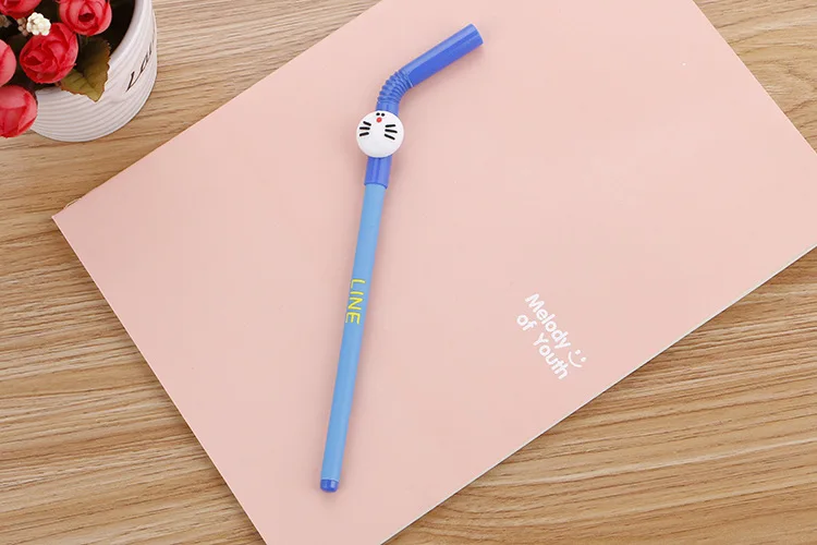 Креативная соломенная смешная ручка Canetas Kawaii Медведь кошка гелевые ручки для школы письма подарок для детей милые корейские канцелярские принадлежности для офиса