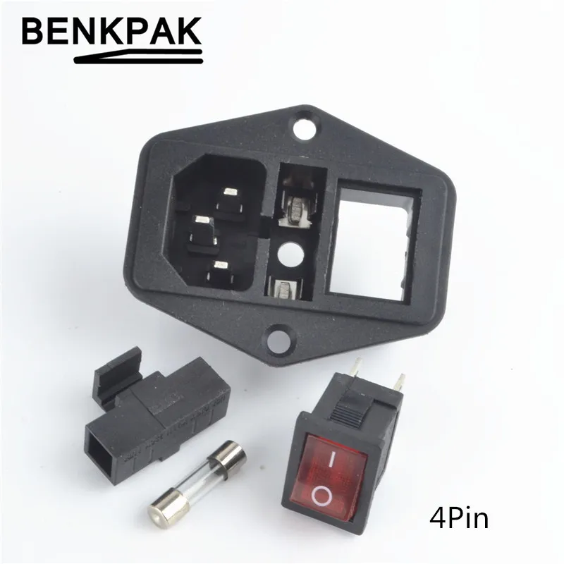 

1pcs AC power socket switch with light and fuse socket