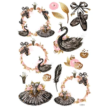 

Retro Ballet and swan notebook stickers decorations DIY Manual stickers School office teaching stationery scrapbooking gift TZ41