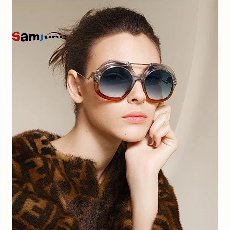 

Samjune модные большие солнцезащитные очки для женщин и мужчин большие солнцезащитные очки градиентная оправа солнцезащитные очки большие очки для дам оттенки