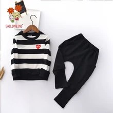 BAILIWEIN2019 spring new trend boys and girls striped casual suit long-sleeved trousers sports sweater sweater two sets BAILIWEIN2019 spring new trend boys and girls striped casual suit long-sleeved trousers sports sweater sweater two sets