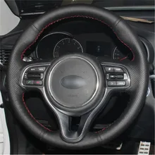 Top Leather Steering Wheel Hand-stitch on Wrap Cover For Kia K5 2016 2017 Sportage 4 KX5 2016 2017