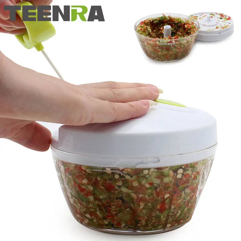 

TEENRA 1pcs Manual Food Chopper Multifunctional Vegetable Cutter Speedy Fruit Slicer Shredder Garlic Ginger Chopper Mixer