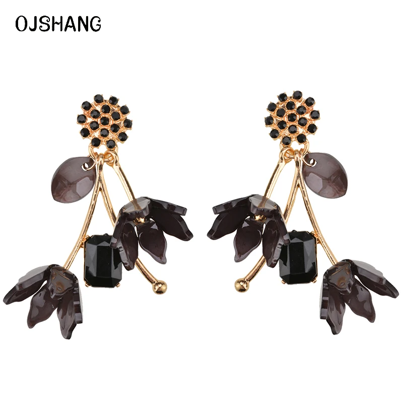 Ojshang Female Acrylic Statement Flower Drop Earrings 2017 Fashion New Long Boho Red Dangle for Women Romantic Jewelry | Украшения и
