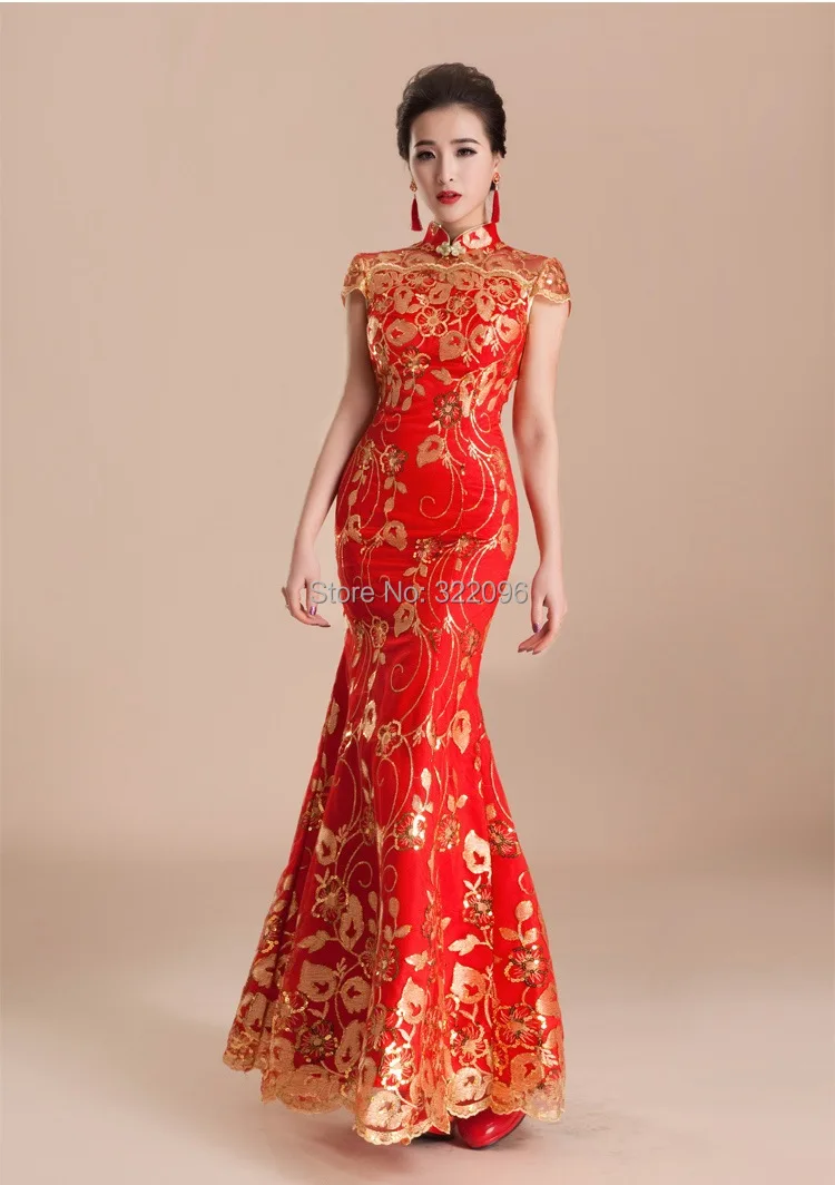 Free shipping Chinese Cheongsam Special Offer Chinese Dress Bride Evening Dress Vintage Slim