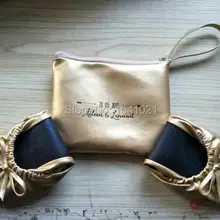 Лидер продаж темно-золотой Roll Up балерина обувь с сумкой печатных индивидуальный логотип