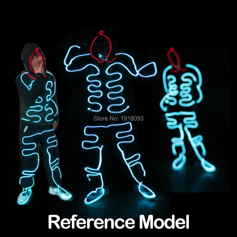 Fashion EL Wire Suits EL DIY Glowing Clothes Luminous Costumes LED